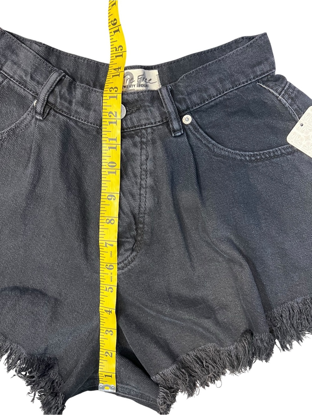 We the Free Free People Black Denim Frayed Hem Shorts NWT - Picture 12 of 14